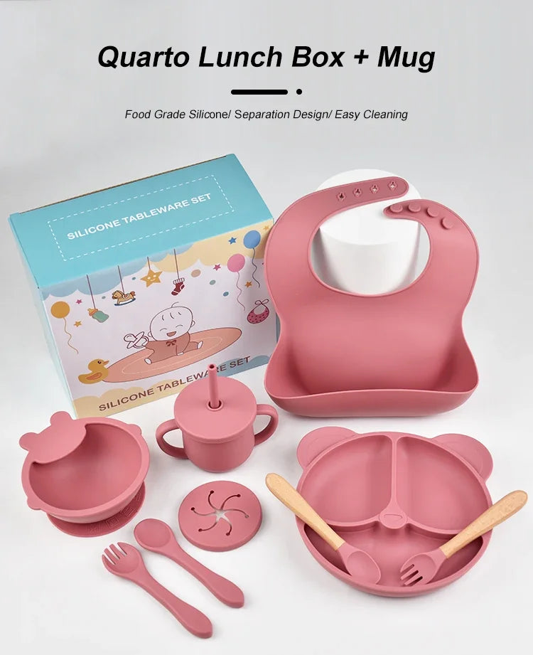 9 Piece Baby Silicone Dinner Plate Set BPA Free
