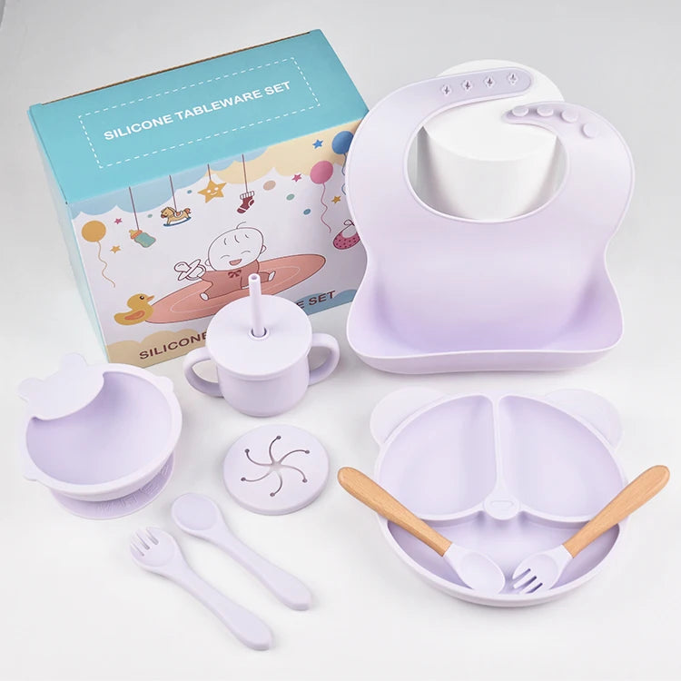 9 Piece Baby Silicone Dinner Plate Set BPA Free
