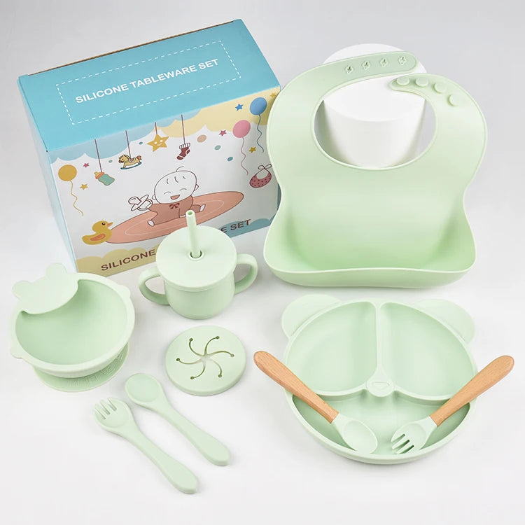9 Piece Baby Silicone Dinner Plate Set BPA Free