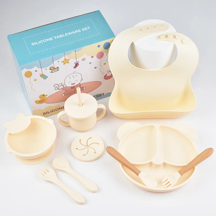 9 Piece Baby Silicone Dinner Plate Set BPA Free
