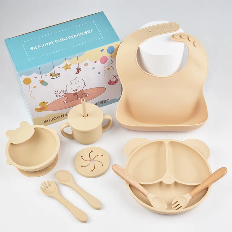 9 Piece Baby Silicone Dinner Plate Set BPA Free