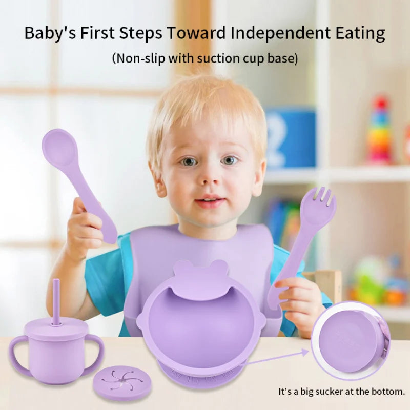 9 Piece Baby Silicone Dinner Plate Set BPA Free