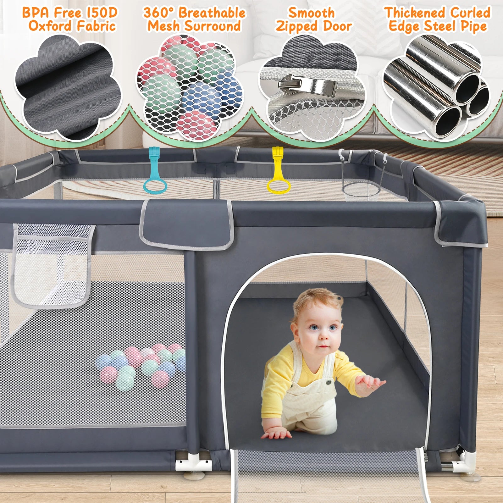 Safe And Stylish Baby Playpen: Your Little One's Ultimate Play Zone!